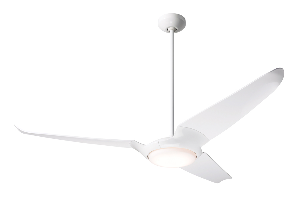 IC/Air (3 Blade ) Fan; Gloss White Finish; 56" White Blades; 20W LED; Wall/Remote Combo Control