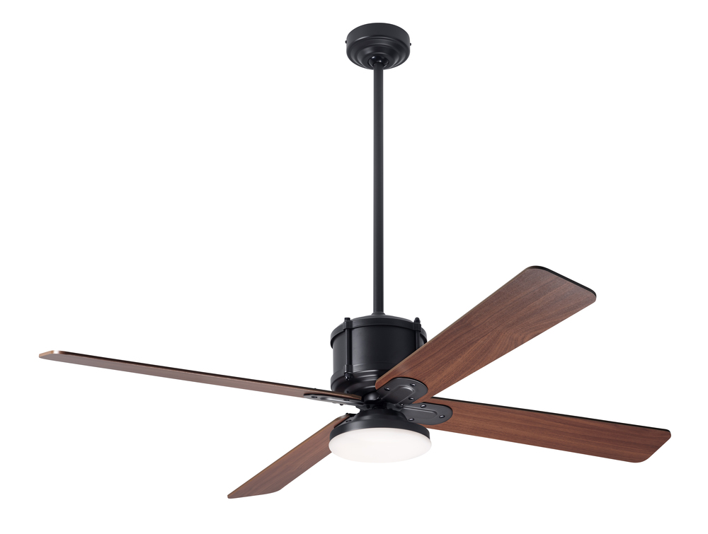 Industry DC Fan; Dark Bronze Finish; 50" Mahogany Blades; 20W LED Open; Wall/Remote Combo Contro