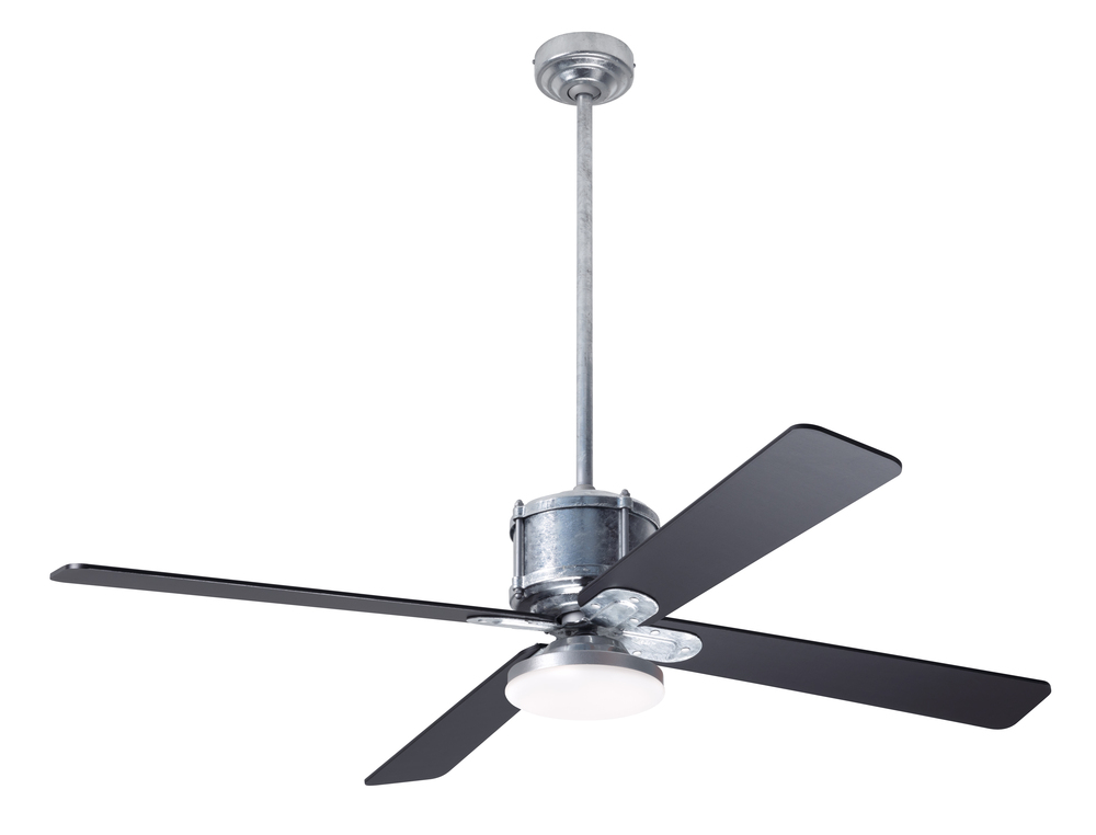 Industry DC Fan; Galvanized Finish; 50" Black Blades; 20W LED Open; Wall/Remote Combo Control