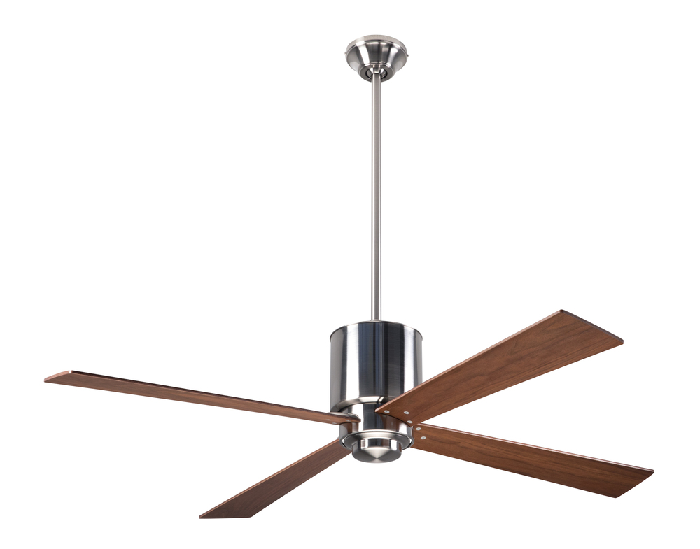 Lapa Fan; Bright Nickel Finish; 50" Mahogany Blades; No Light; Wall Control with Remote Handset