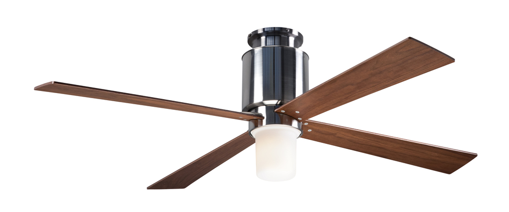 Lapa Flush Fan; Bright Nickel Finish; 50" Mahogany Blades; 17W LED; Wall Control with Remote Han