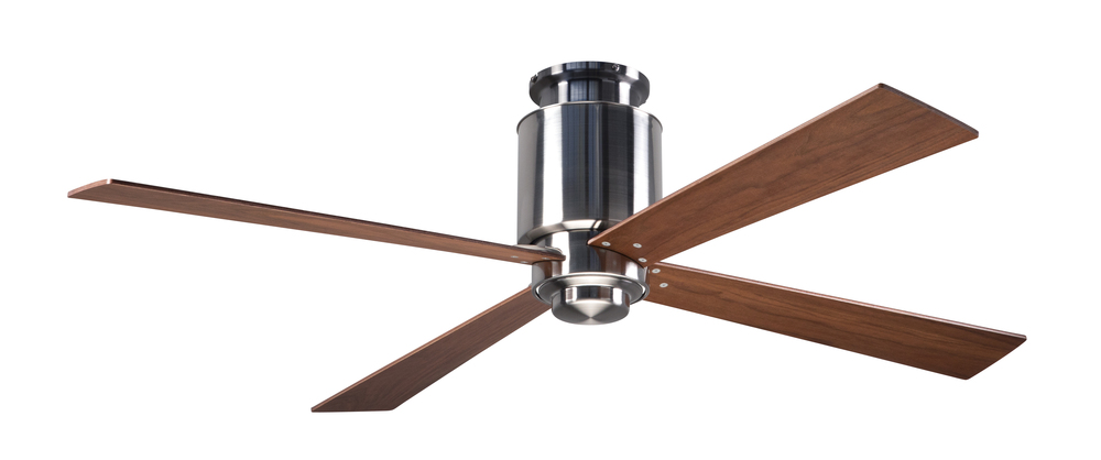 Lapa Flush Fan; Bright Nickel Finish; 50" Mahogany Blades; No Light; Wall Control with Remote Ha