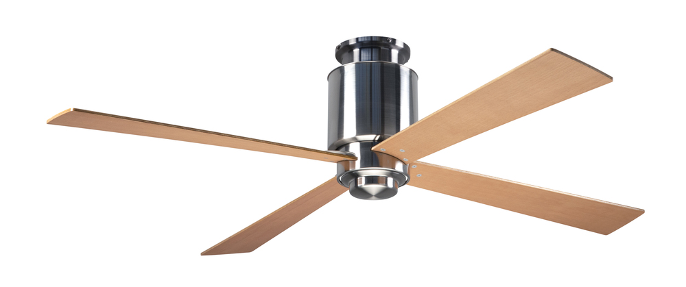 Lapa Flush Fan; Bright Nickel Finish; 50" Maple Blades; No Light; Fan Speed and Light Control (3