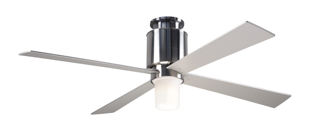 Lapa Flush Fan; Bright Nickel Finish; 50" Black Blades; 17W LED; Handheld Remote Control (2-wire