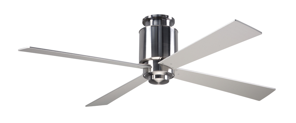 Lapa Flush Fan; Bright Nickel Finish; 50" Black Blades; No Light; Handheld Remote Control (2-wir