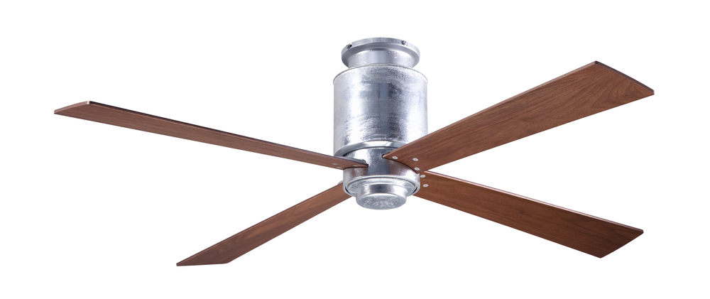 Lapa Flush Fan; Galvanized Finish; 50" Mahogany Blades; No Light; Handheld Remote Control (2-wir