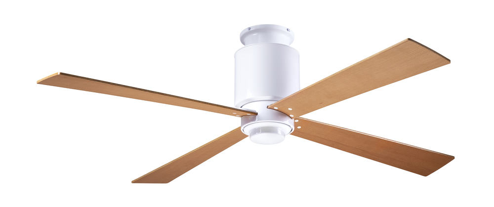 Lapa Flush Fan; Gloss White Finish; 50" Maple Blades; No Light; Handheld Remote Control (2-wire)