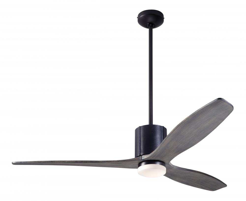 LeatherLuxe DC Fan; Dark Bronze Finish with Black Leather; 54" Graywash Blades; 17W LED; Wall/Re