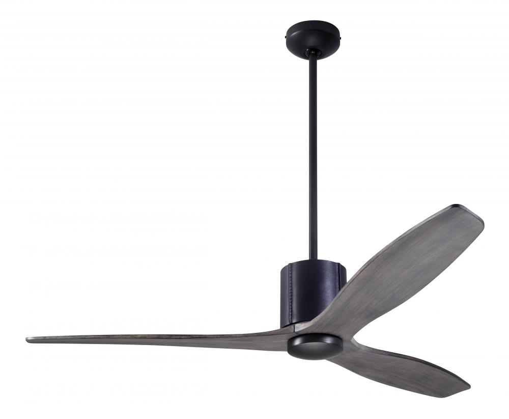 LeatherLuxe DC Fan; Dark Bronze Finish with Black Leather; 54" Graywash Blades; No Light; Remote