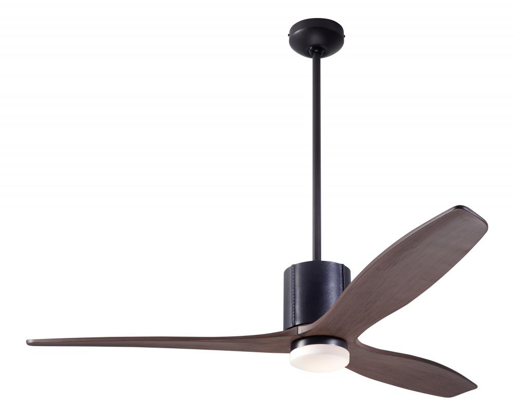 LeatherLuxe DC Fan; Dark Bronze Finish with Black Leather; 54" Mahogany Blades; 17W LED; Wall/Re