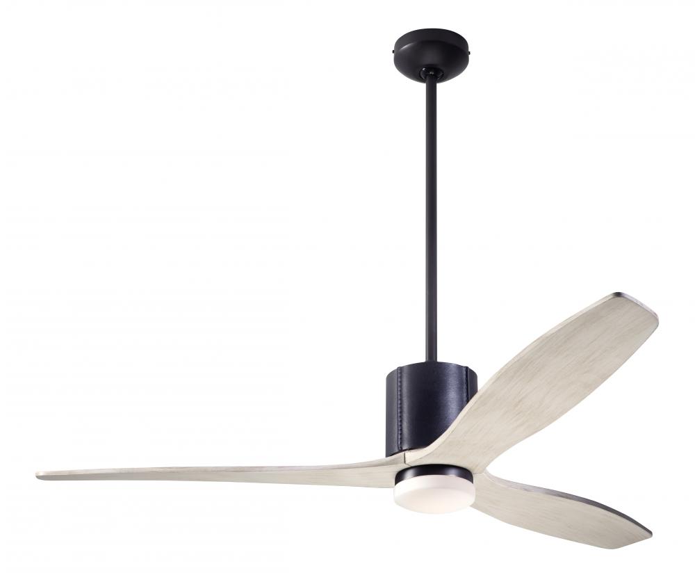 LeatherLuxe DC Fan; Dark Bronze Finish with Black Leather; 54" Whitewash Blades; 17W LED; Wall C