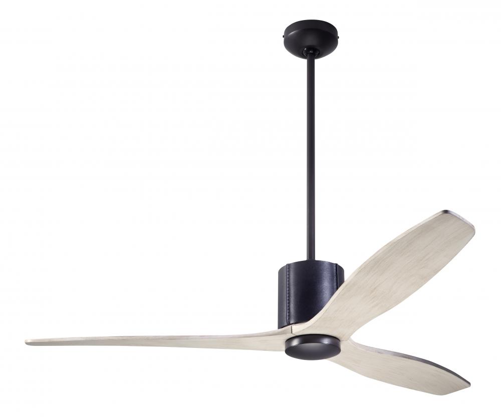 LeatherLuxe DC Fan; Dark Bronze Finish with Black Leather; 54" Whitewash Blades; No Light; Wall/