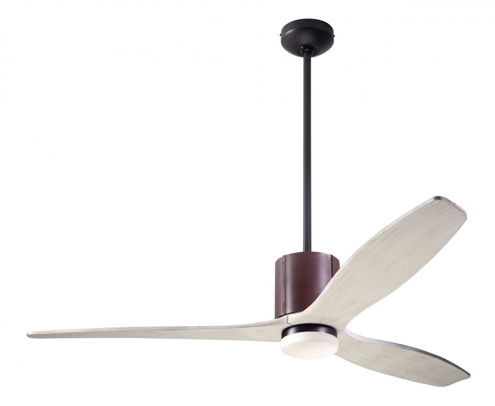 LeatherLuxe DC Fan; Dark Bronze Finish with Chocolate Leather; 54" Whitewash Blades; 17W LED; Wa