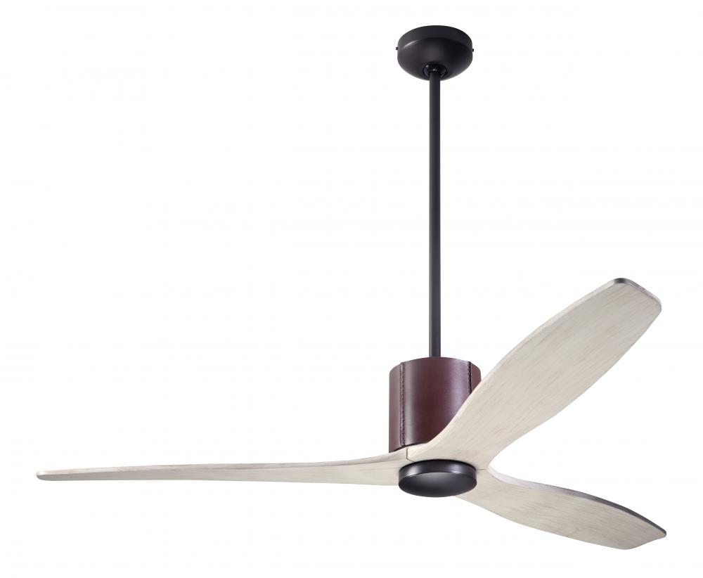 LeatherLuxe DC Fan; Dark Bronze Finish with Chocolate Leather; 54" Whitewash Blades; No Light; W