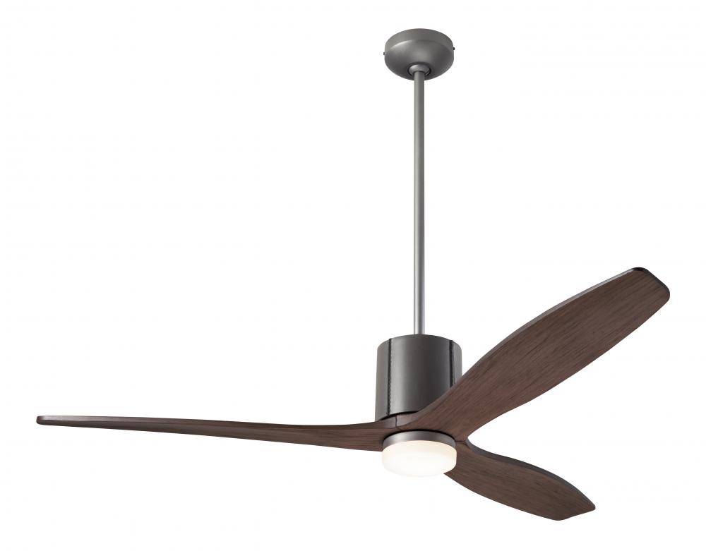 LeatherLuxe DC Fan; Graphite Finish with Gray Leather; 54" Mahogany Blades; 17W LED; Wall/Remote