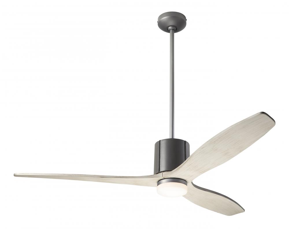 LeatherLuxe DC Fan; Graphite Finish with Gray Leather; 54" Whitewash Blades; 17W LED; Wall/Remot