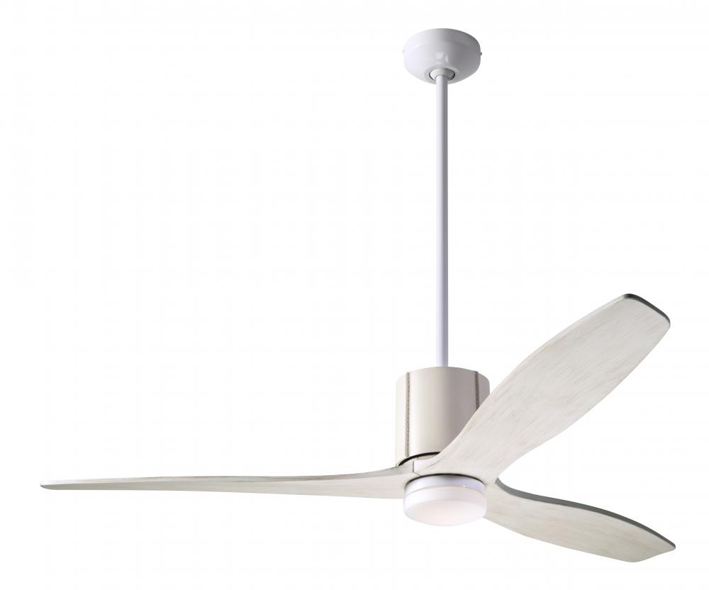 LeatherLuxe DC Fan; Gloss White Finish with Ivory Leather; 54" Whitewash Blades; 17W LED; Wall/R