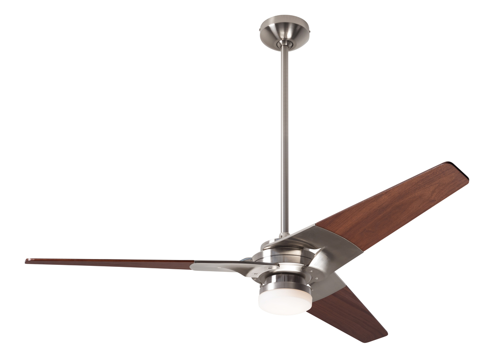 Torsion Fan; Bright Nickel Finish; 52" Mahogany Blades; 17W LED; Wall Control with Remote Handse