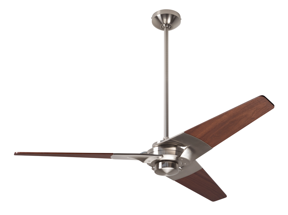 Torsion Fan; Bright Nickel Finish; 52" Mahogany Blades; No Light; Handheld Remote Control (2-wir