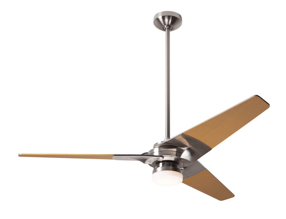 Torsion Fan; Bright Nickel Finish; 52" Maple Blades; 17W LED; Handheld Remote Control (2-wire)