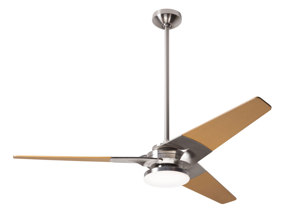 Torsion Fan; Bright Nickel Finish; 52" Maple Blades; 20W LED; Wall Control with Remote Handset (