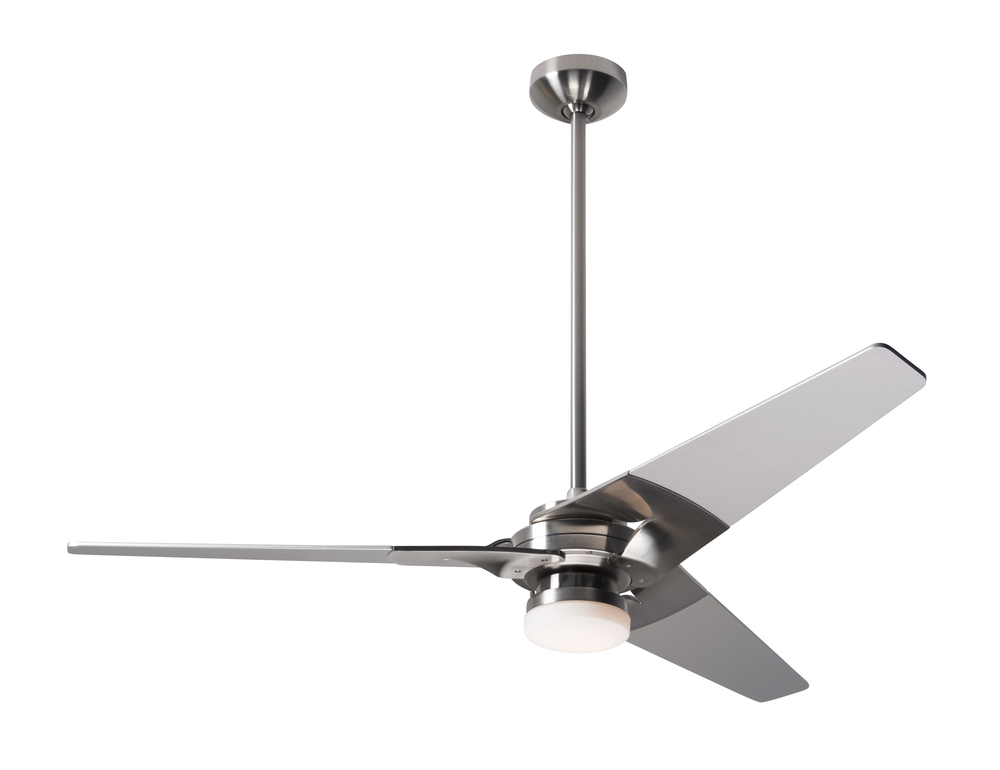 Torsion Fan; Bright Nickel Finish; 52" Nickel Blades; 17W LED; Wall Control with Remote Handset