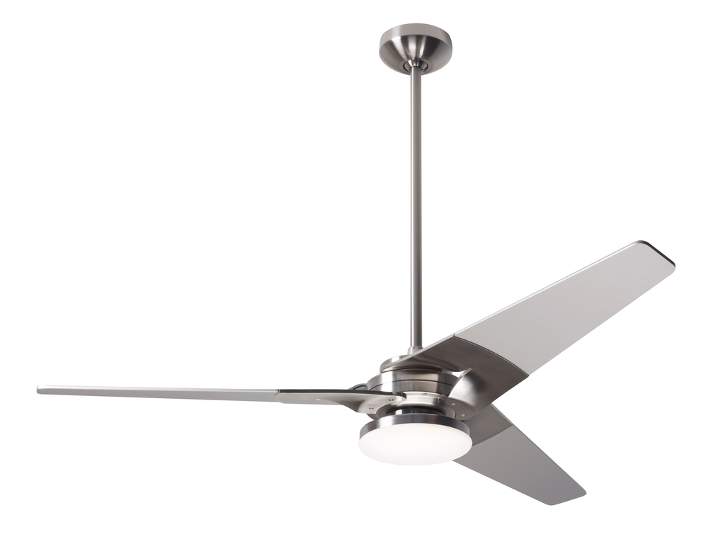 Torsion Fan; Bright Nickel Finish; 52" White Blades; 20W LED; Handheld Remote Control (2-wire)