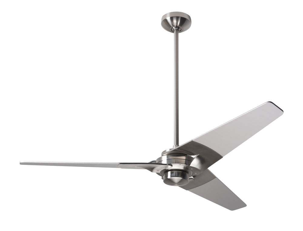 Torsion Fan; Bright Nickel Finish; 52" Nickel Blades; No Light; Wall Control with Remote Handset