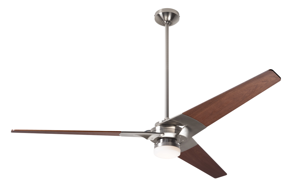 Torsion Fan; Bright Nickel Finish; 62" Mahogany Blades; 17W LED; Wall Control with Remote Handse