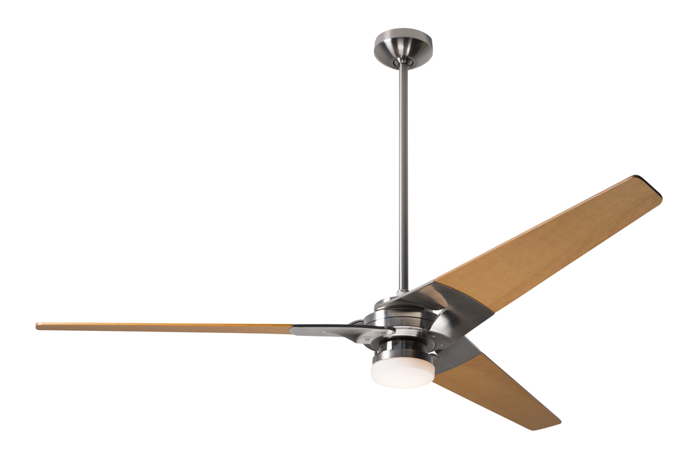 Torsion Fan; Bright Nickel Finish; 62" Maple Blades; 17W LED; Wall Control with Remote Handset (