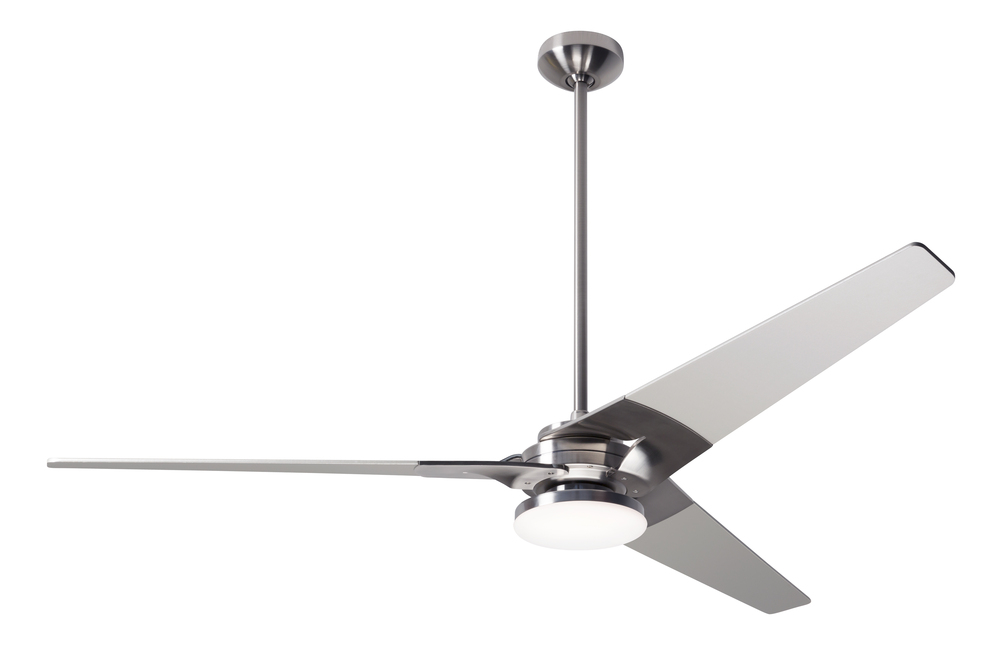 Torsion Fan; Bright Nickel Finish; 62" White Blades; 20W LED; Fan Speed and Light Control (2-wir