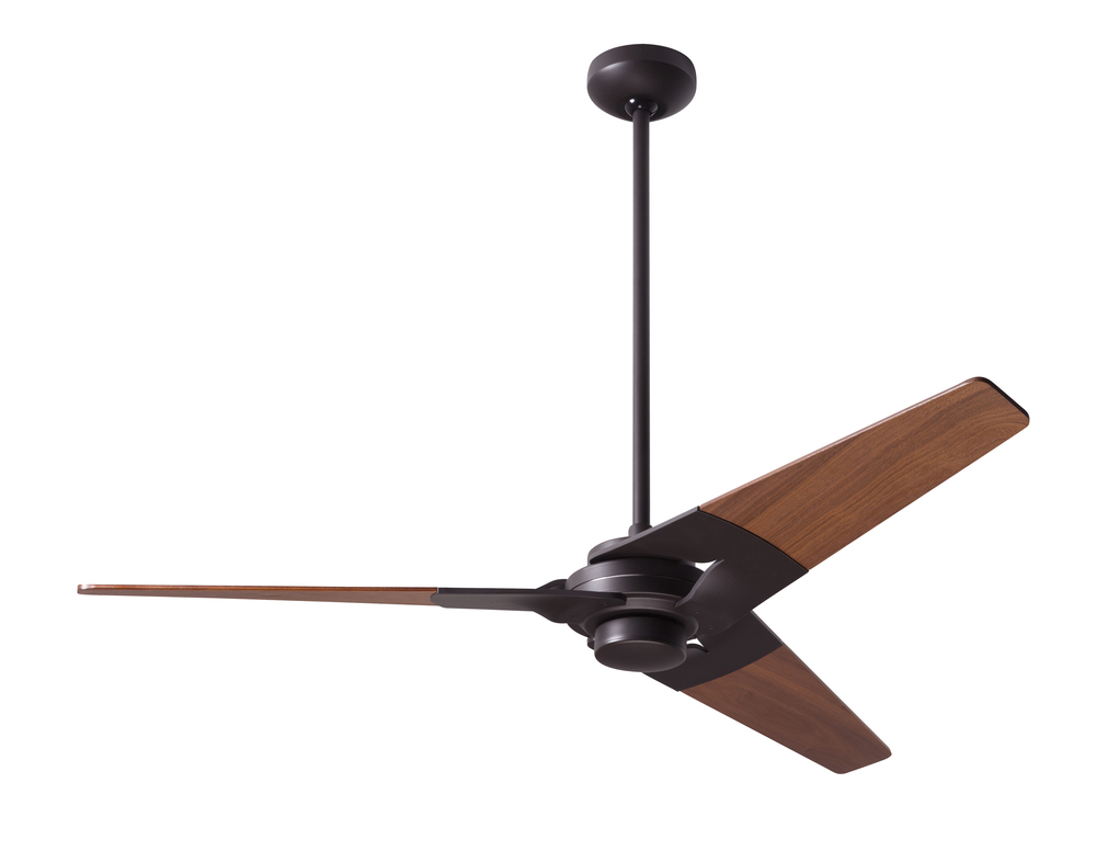 Torsion Fan; Dark Bronze Finish; 52" Mahogany Blades; No Light; Wall Control with Remote Handset