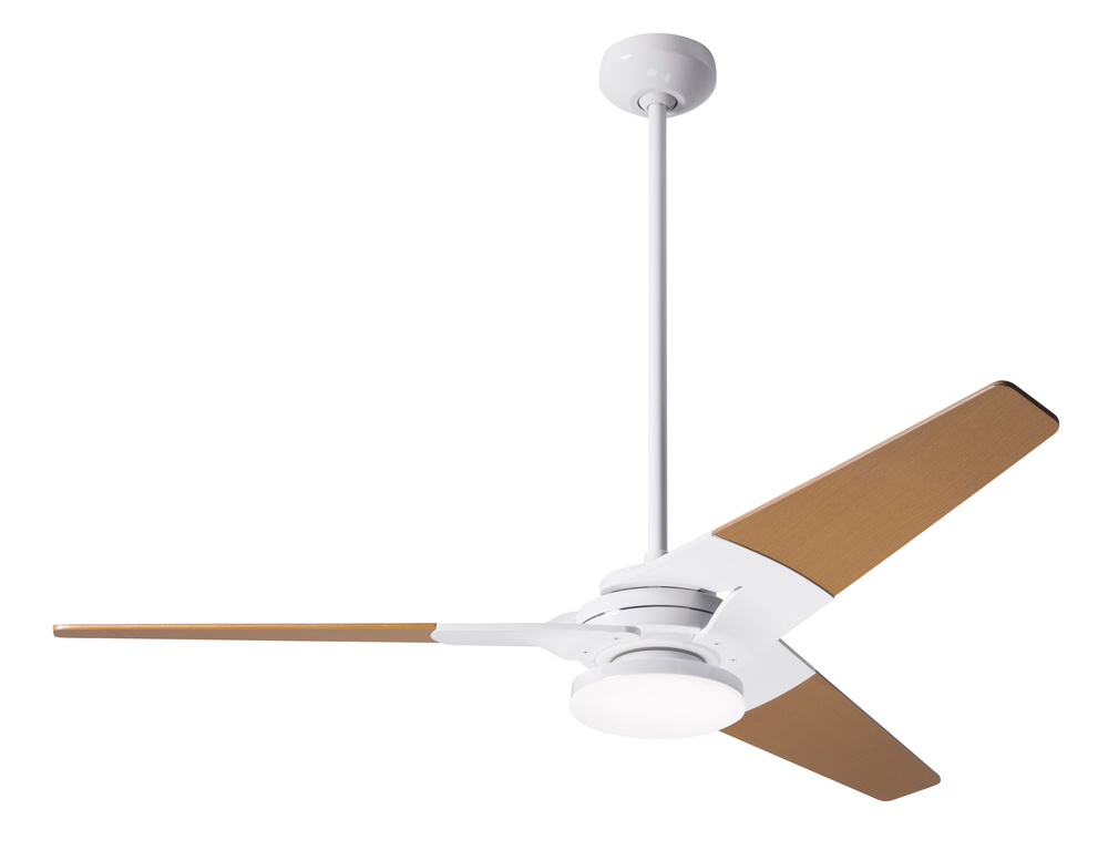 Torsion Fan; Gloss White Finish; 52" Maple Blades; 20W LED; Handheld Remote Control (2-wire)