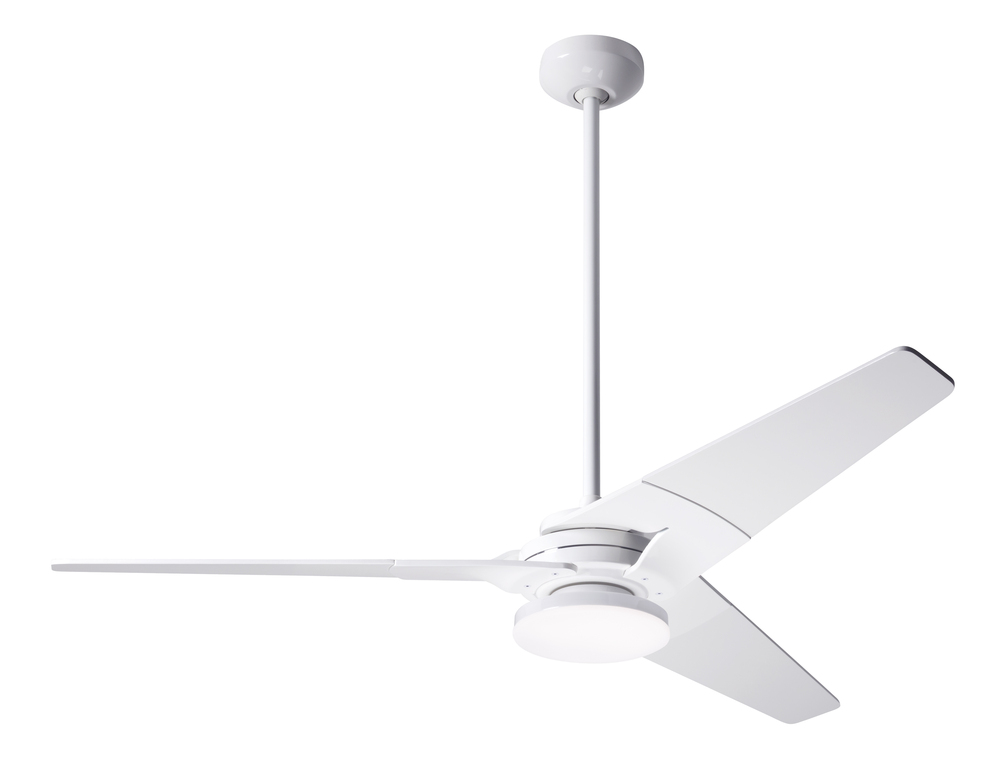 Torsion Fan; Gloss White Finish; 52" Nickel Blades; 20W LED; Fan Speed and Light Control (3-wire