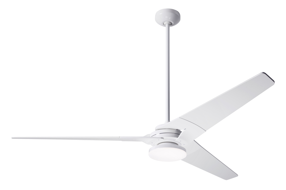 Torsion Fan; Gloss White Finish; 62" Graywash Blades; 20W LED; Wall Control with Remote Handset