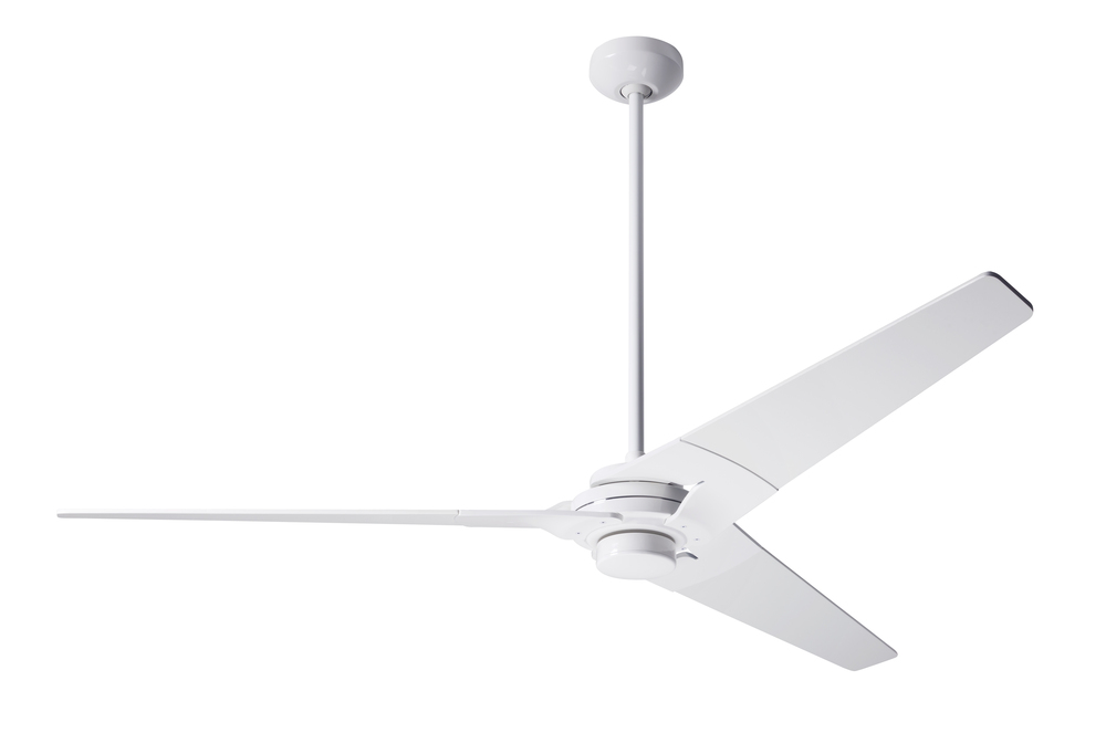 Torsion Fan; Gloss White Finish; 62" Whitewash Blades; No Light; Wall Control with Remote Handse