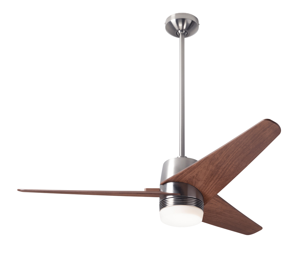 Velo DC Fan; Bright Nickel Finish; 48" Mahogany Blades; 17W LED; Handheld Remote Control