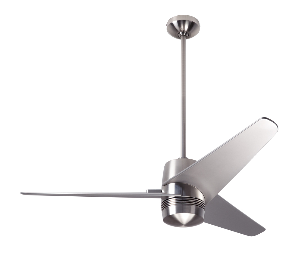 Velo DC Fan; Bright Nickel Finish; 48" White Blades; No Light; Wall/Remote Combo Control