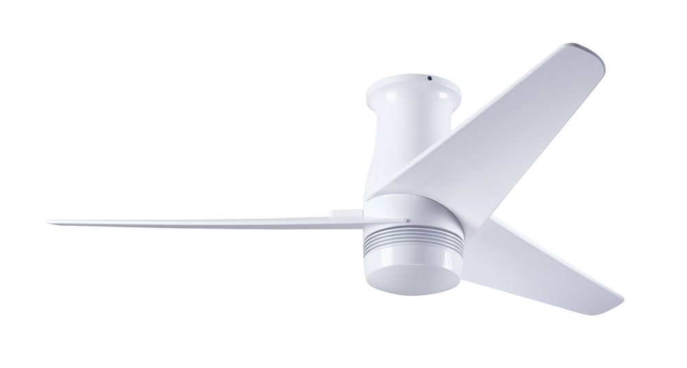 Velo Flush DC Fan; Gloss White Finish; 48" White Blades; No Light; Handheld Remote Control