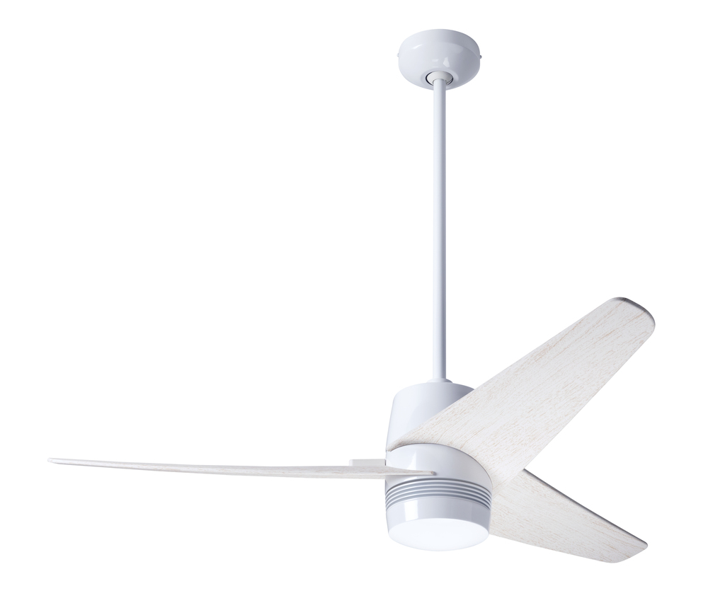 Velo DC Fan; Gloss White Finish; 48" Whitewash Blades; No Light; Handheld Remote Control