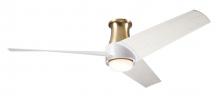 Modern Fan Co. AMB-FM-SBMW-56-WW-870-CC - Ambit Flush DC Fan- Satin Brass/Matte White Finish; 56" Whitewash Blades; 17W LED