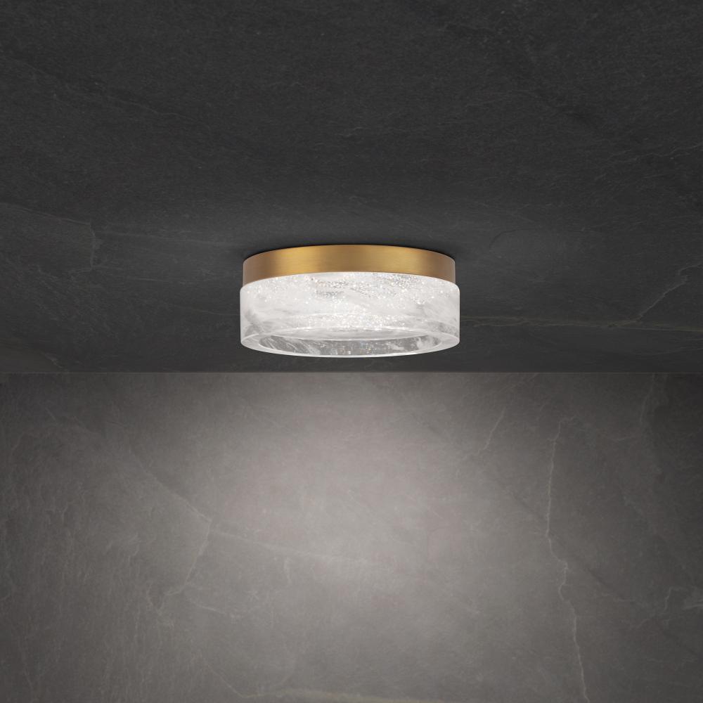 Melange 8in LED 3000K/3500K/4000K 120V-277V Flush Mount in Black with Optic Haze Quartz