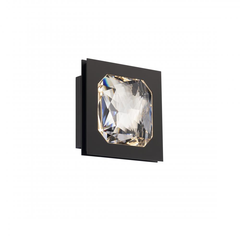 Enchante 10in LED 3000K/3500K/4000K 120V-277V Flush Mount in Black with Clear Optic Crystal