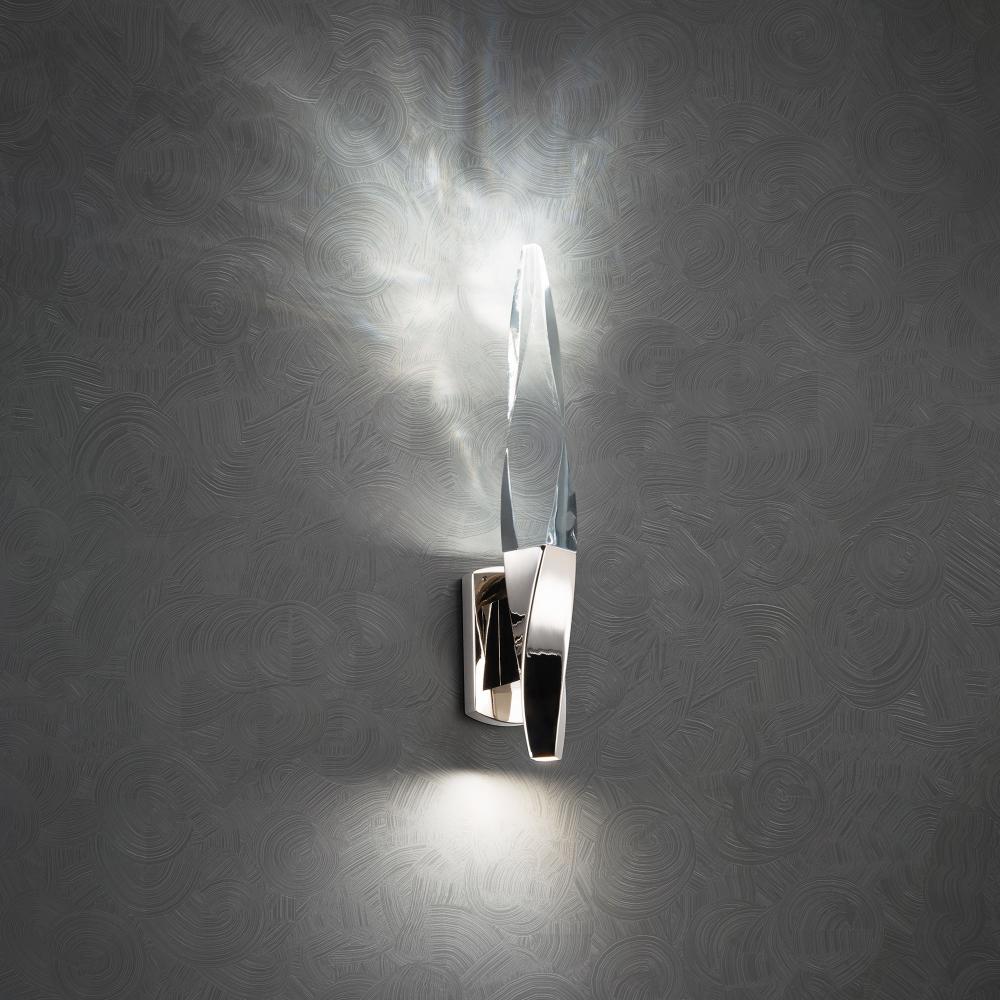 Kindjal 18in LED 3000K/3500K/4000K 120V-277V Wall Sconce in Black with Clear Optic Crystal