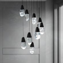 Schonbek Beyond BPD20209OH-BK - Martini 9 Light LED 3000K/3500K/4000K 120V-277V Chandelier in Black with Optic Haze Quartz