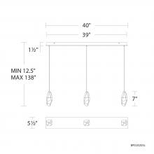 Schonbek Beyond BPD20203LOH-BK - Martini 3 Light 120-277V Multi-Light Pendant (Linear Canopy) in Black with Optic Haze Quartz