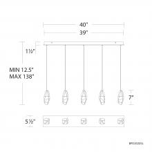 Schonbek Beyond BPD20205LOH-BK - Martini 5 Light 120-277V Multi-Light Pendant (Linear Canopy) in Black with Optic Haze Quartz