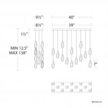 Schonbek Beyond BPD20214LOH-BK - Martini 14 Light 120-277V Multi-Light Pendant (Linear Canopy) in Black with Optic Haze Quartz