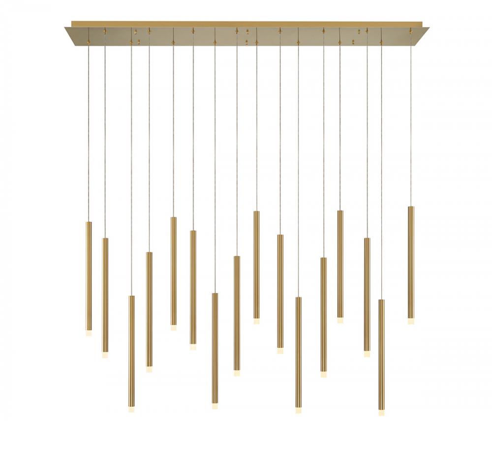 Amalfi, 16 Light Linear LED Chandelier, Plated Brushed Gold