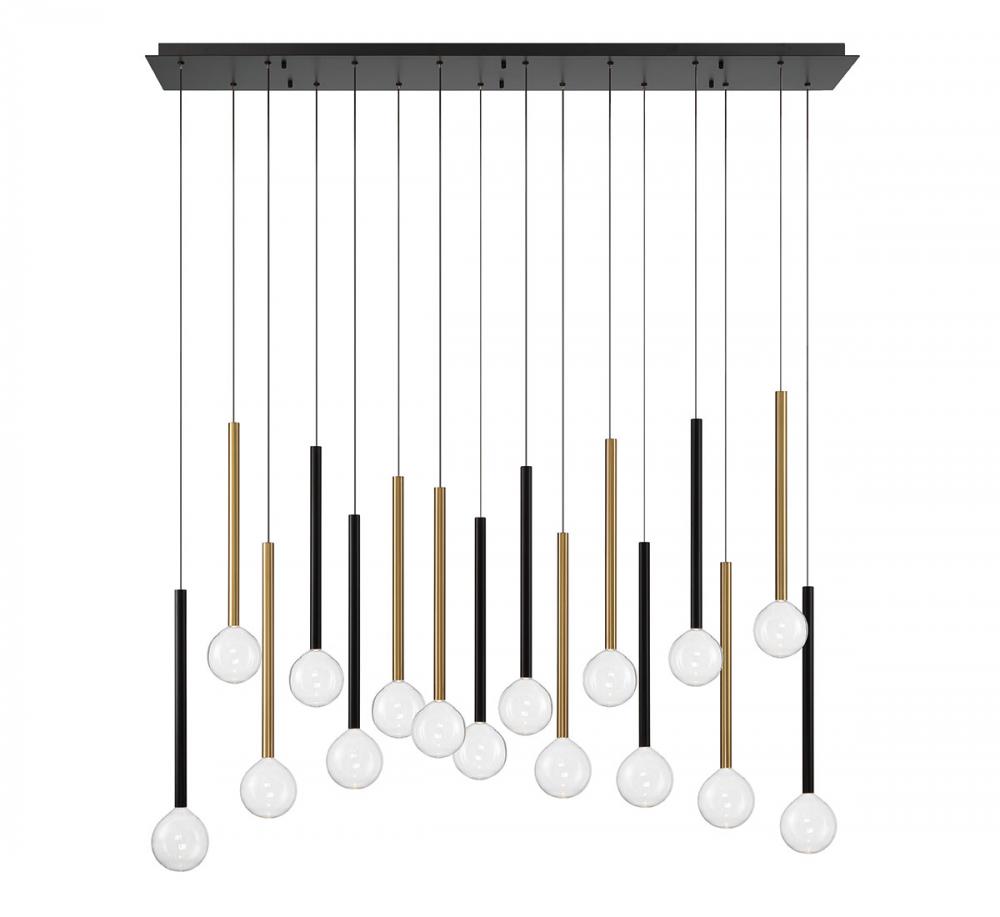 Positano, 16 Light Linear LED Chandelier, Mixed